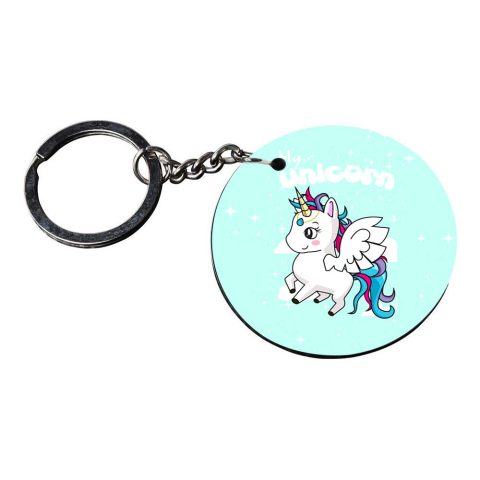 Crafty Worth | unicorn keychains for girls pom pom | keychain for women stylish latest customized keychain with photo Printed Wooden Keychain| Circle Shape Set of 2 keyrings 2×2 inch - alternate view