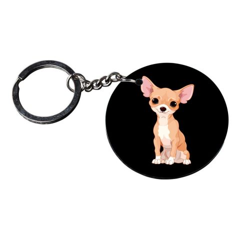 Crafty Worth | Dog keychain | r keychain for boys customized keychain with photo Printed Wooden Keychain| Circle Shape Set of 2 keyrings 2×2 inch - alternate view