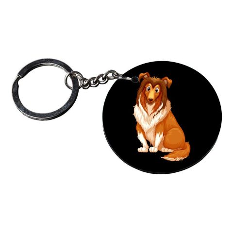 Crafty Worth | dog keychain for girls | keychain for royal enfield Printed Wooden Keychains | Circle Shape Set of 2 keyrings 2×2 inch - alternate view