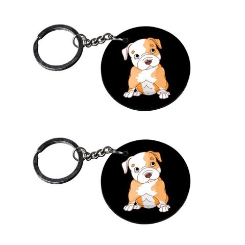 Crafty Worth | dogs neck keychain | n keychain for boys customized keychain with photo Printed Wooden Keychain| Circle Shape Set of 2 keyrings 2×2 inch