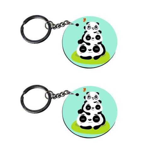 Crafty Worth | cute panda keychains for girls | 3 keychains for best friends girls customized keychain with photo Printed Wooden Keychain| Circle Shape Set of 2 keyrings 2×2 inch