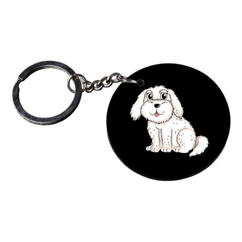 Crafty Worth | dog paw keychains | keychain for pubg Printed Wooden Keychains | Circle Shape Set of 2 keyrings 2×2 inch - alternate view