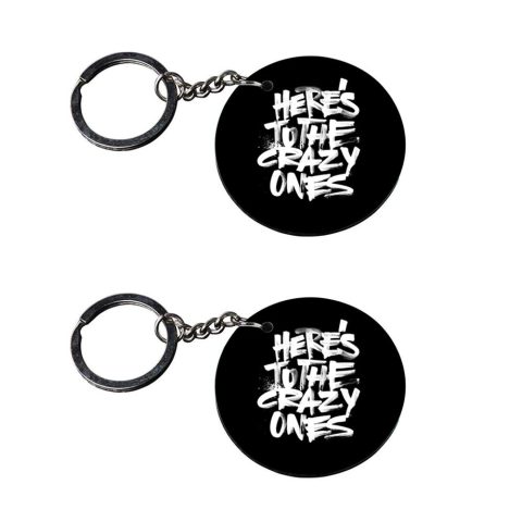 Crafty Worth | keychain with motivation | keychain for 200 customized keychain with photo Printed Wooden Keychain| Circle Shape Set of 2 keyrings 2×2 inch