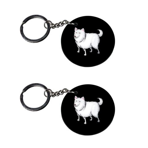 Crafty Worth | dog in basket keychain | keychain for girls customized keychain with photo Printed Wooden Keychain| Circle Shape Set of 2 keyrings 2×2 inch