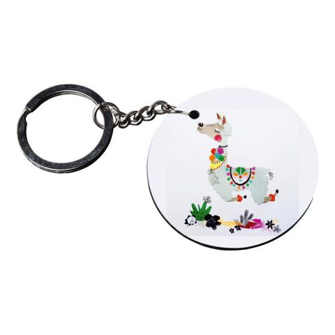 Crafty Worth | llama keychain for girls | keychain for kia seltos customized keychain with photo Printed Wooden Keychain| Circle Shape Set of 2 keyrings 2×2 inch - alternate view