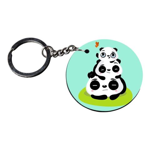 Crafty Worth | cute panda keychains for girls | 3 keychains for best friends girls customized keychain with photo Printed Wooden Keychain| Circle Shape Set of 2 keyrings 2×2 inch - alternate view