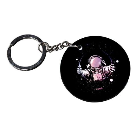 Crafty Worth | astronaut keychain | keychain jesus customized keychain with photo Printed Wooden Keychain| Circle Shape Set of 2 keyrings 2×2 inch - alternate view