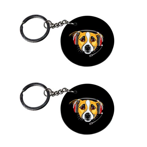 Crafty Worth | dog keychains for boys | keychain for kids cute Printed Wooden Keychains | Circle Shape Set of 2 keyrings 2×2 inch