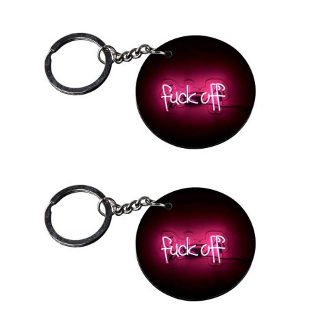Crafty Worth | fuck off keychain | keychain metal customized keychain with photo Printed Wooden Keychain| Circle Shape Set of 2 keyrings 2×2 inch