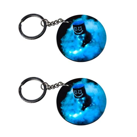 Crafty Worth | X X smily marshmallow keychain | keychain quirky customized keychain with photo Printed Wooden Keychain| Circle Shape Set of 2 keyrings 2×2 inch