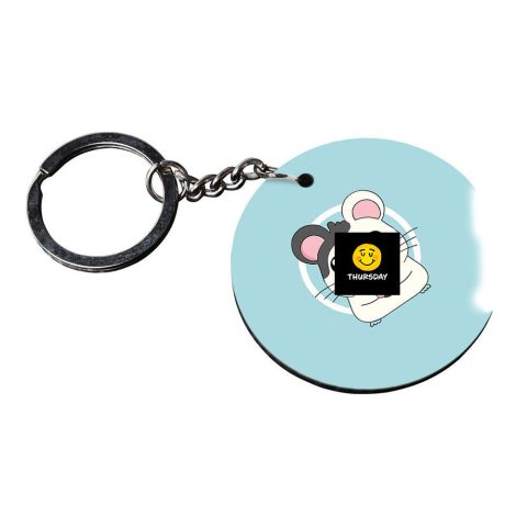 Crafty Worth | Thursday | keychain for love customized keychain with photo Printed Wooden Keychain| Circle Shape Set of 2 keyrings 2×2 inch - alternate view