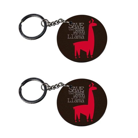 Crafty Worth | llama keychain | keychain for kids girls customized keychain with photo Printed Wooden Keychain| Circle Shape Set of 2 keyrings 2×2 inch
