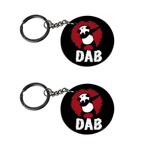 Crafty Worth | panda dab keychain | keychain zoozoo customized keychain with photo Printed Wooden Keychain| Circle Shape Set of 2 keyrings 2×2 inch