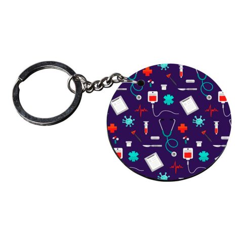 Crafty Worth | medical keychain | e keychain customized keychain with photo Printed Wooden Keychain| Circle Shape Set of 2 keyrings 2×2 inch - alternate view