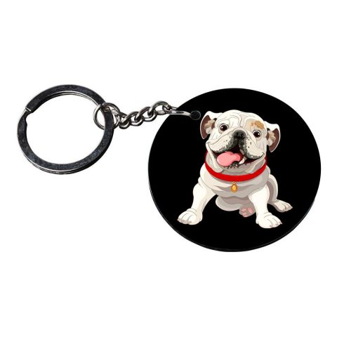 Crafty Worth | dog keychain for girls | keychain for mobile phone for girls Printed Wooden Keychains | Circle Shape Set of 2 keyrings 2×2 inch - alternate view