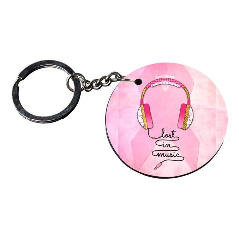 Crafty Worth | music keychain | m keychain for boys customized keychain with photo Printed Wooden Keychain| Circle Shape Set of 2 keyrings 2×2 inch - alternate view