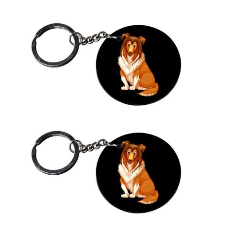 Crafty Worth | dog keychain for girls | keychain for royal enfield Printed Wooden Keychains | Circle Shape Set of 2 keyrings 2×2 inch