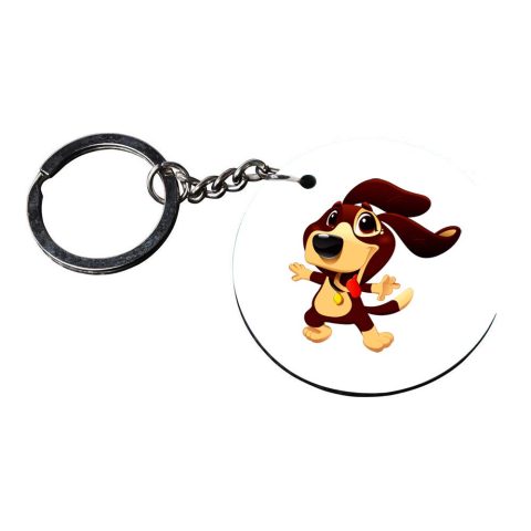 Crafty Worth | dog keychains for boys | keychain for mobile Printed Wooden Keychains | Circle Shape Set of 2 keyrings 2×2 inch - alternate view