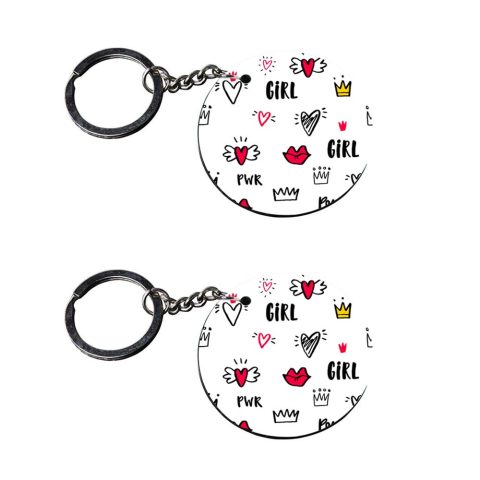 Crafty Worth | key chain for girls cute | keychain elephant customized keychain with photo Printed Wooden Keychain| Circle Shape Set of 2 keyrings 2×2 inch