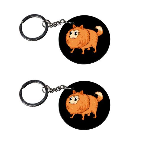 Crafty Worth | pug dog keychain | keychain for bike customized keychain with photo Printed Wooden Keychain| Circle Shape Set of 2 keyrings 2×2 inch