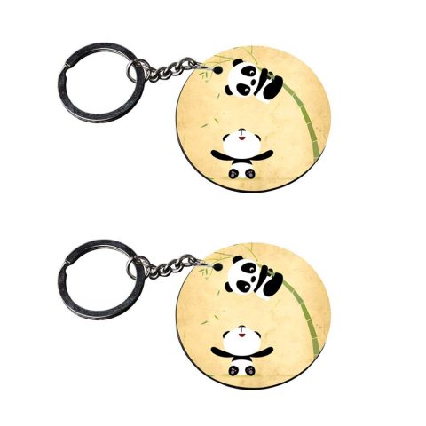 Crafty Worth | panda teddy keychain | 5 keychain customized keychain with photo Printed Wooden Keychain| Circle Shape Set of 2 keyrings 2×2 inch