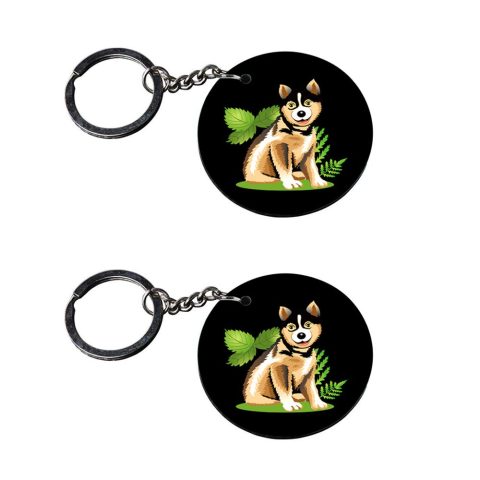 Crafty Worth | dog mom keychain | qr code keychain customized keychain with photo Printed Wooden Keychain| Circle Shape Set of 2 keyrings 2×2 inch