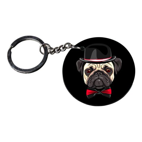 Crafty Worth | pug dog keychain | keychain for pulsar customized keychain with photo Printed Wooden Keychain| Circle Shape Set of 2 keyrings 2×2 inch - alternate view