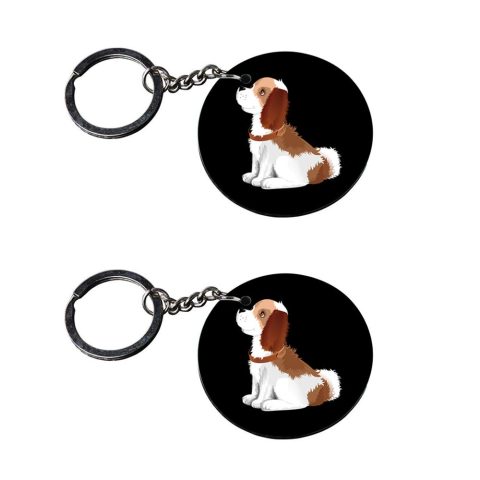 Crafty Worth | dog metal keychain | keychain for locker ladies Printed Wooden Keychains | Circle Shape Set of 2 keyrings 2×2 inch