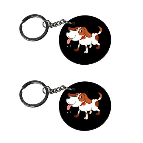 Crafty Worth | dog metal keychain | keychain for scooty Printed Wooden Keychains | Circle Shape Set of 2 keyrings 2×2 inch