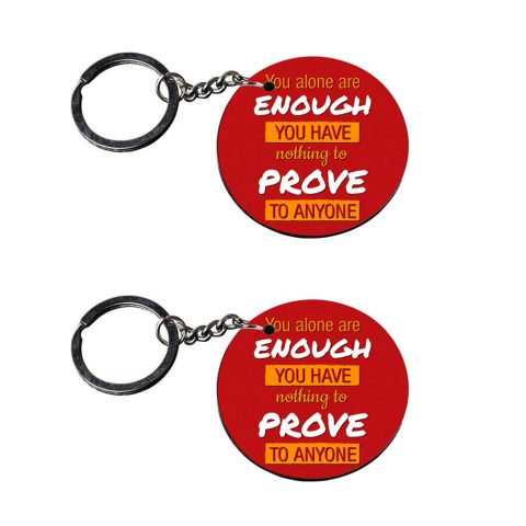 Crafty Worth | keychain with quotes for girls | keychain for girls customized keychain with photo Printed Wooden Keychain| Circle Shape Set of 2 keyrings 2×2 inch