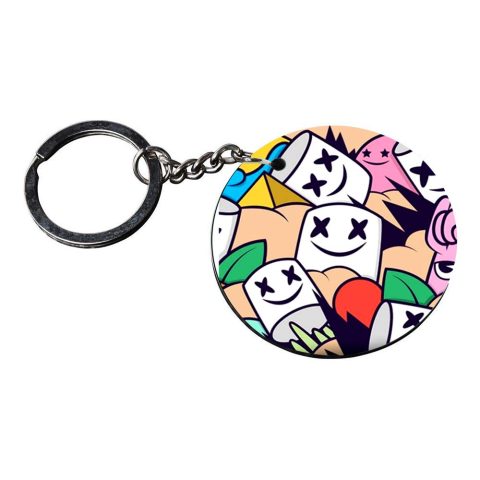 Crafty Worth | X X smily marshmallow keychain | p keychain under 100 customized keychain with photo Printed Wooden Keychain| Circle Shape Set of 2 keyrings 2×2 inch - alternate view