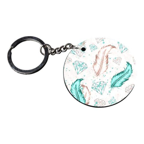 Crafty Worth | feather keychain | c keychain for door opening customized keychain with photo Printed Wooden Keychain| Circle Shape Set of 2 keyrings 2×2 inch - alternate view