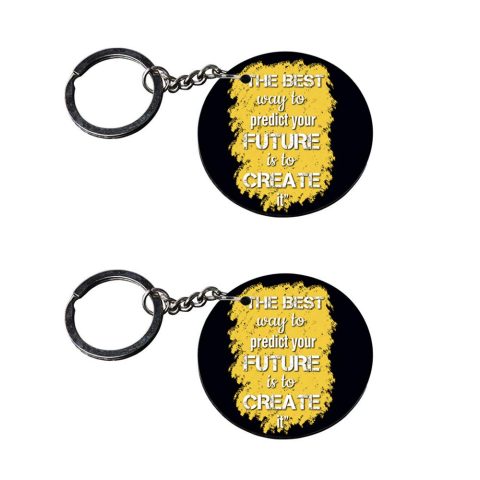 Crafty Worth | tag keychain for bikes with quotes | keychain for yamaha r15 Printed Wooden Keychains | Circle Shape Set of 2 keyrings 2×2 inch