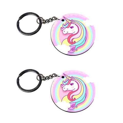Crafty Worth | unicorn keychain below 100 | keychain for wagon r customized keychain with photo Printed Wooden Keychain| Circle Shape Set of 2 keyrings 2×2 inch