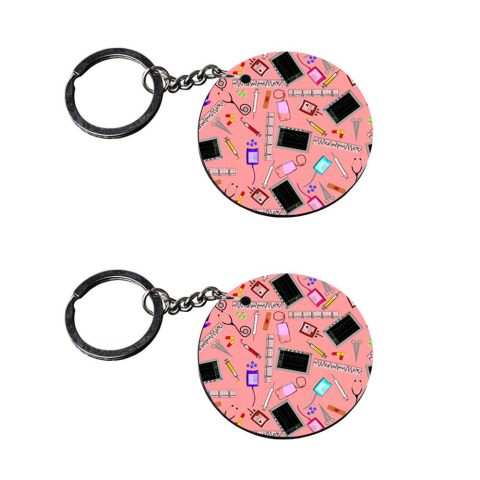 Crafty Worth | key chain for girls cute under 100 | keychain under 200 customized keychain with photo Printed Wooden Keychain| Circle Shape Set of 2 keyrings 2×2 inch