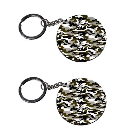 Crafty Worth | army texture keychain | keychain for 93 customized keychain with photo Printed Wooden Keychain| Circle Shape Set of 2 keyrings 2×2 inch