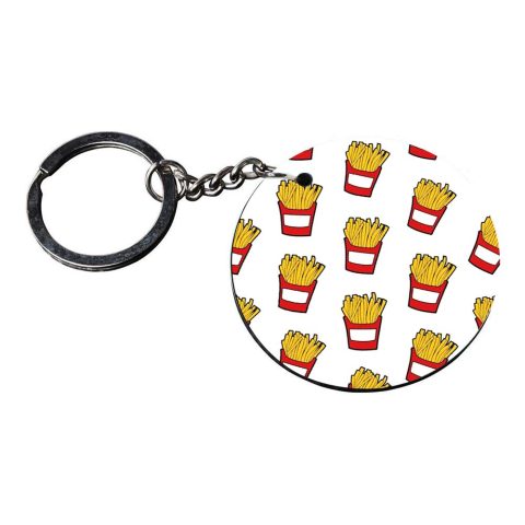 Crafty Worth | french fries keychain | keychain captain america customized keychain with photo Printed Wooden Keychain| Circle Shape Set of 2 keyrings 2×2 inch - alternate view