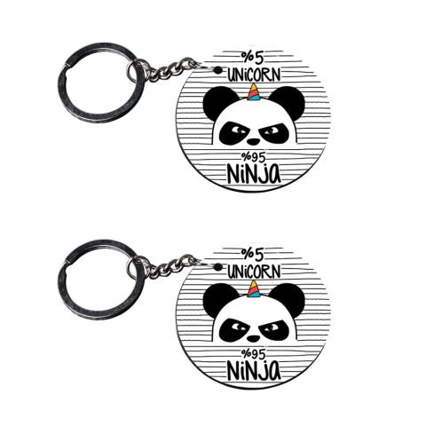 Crafty Worth | panda unicorn | keychain 4 customized keychain with photo Printed Wooden Keychain| Circle Shape Set of 2 keyrings 2×2 inch