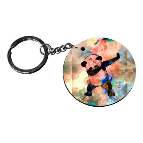 Crafty Worth | panda dab keychain | keychain yin yang customized keychain with photo Printed Wooden Keychain| Circle Shape Set of 2 keyrings 2×2 inch - alternate view