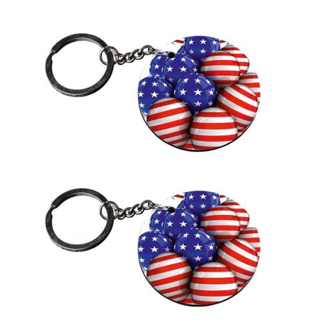 Crafty Worth | american flag keychains | keychain for drive safe customized keychain with photo Printed Wooden Keychain| Circle Shape Set of 2 keyrings 2×2 inch