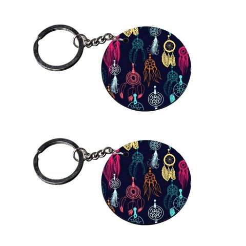 Crafty Worth | feather keychain | a keychain for boys customized keychain with photo Printed Wooden Keychain| Circle Shape Set of 2 keyrings 2×2 inch