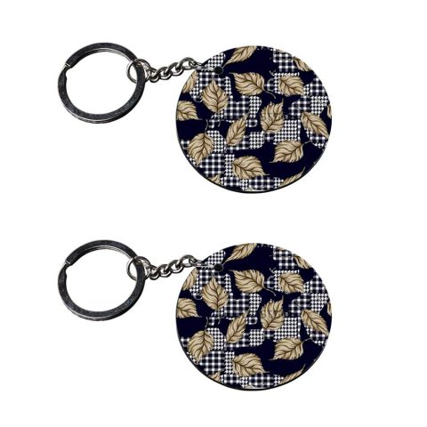 Crafty Worth | leaf texture | keychain set of 7 customized keychain with photo Printed Wooden Keychain| Circle Shape Set of 2 keyrings 2×2 inch