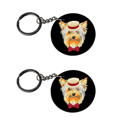 Crafty Worth | dog keychain cute for girls | keychain for friends forever customized keychain with photo Printed Wooden Keychain| Circle Shape Set of 2 keyrings 2×2 inch