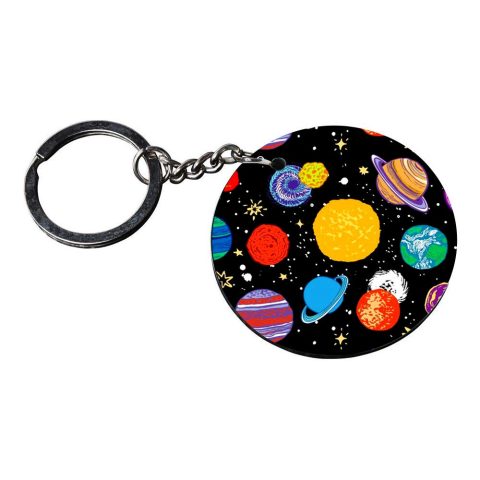 Crafty Worth | universe keychain | keychain holder keychain customized keychain with photo Printed Wooden Keychain| Circle Shape Set of 2 keyrings 2×2 inch - alternate view