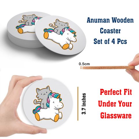 Crafty Worth | MDF Wood Coasters | Diwali Gift this Unique Designer Printed Coasters | Coaster for glasses Handmade Wooden Coaster Set for Home Kitchen, Office Desk for girls, boys, kids | Set of 4 (3.7 IN - alternate view