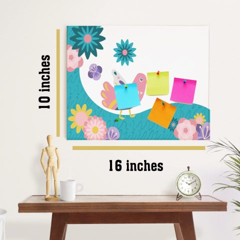 Crafty Worth | Bird abstract Notice Board / Pin Up Board/ Bulletin Board / Display Board/ Soft Board with Cork and Fabric for School, Office, Home with pins Pin Board Customized | 10×16 inches - alternate view