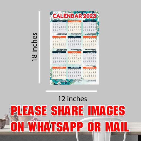 Crafty Worth 2023 Calendar Wall Hanging Calendar Laminated Single Page Wall Calendar 2023 for Family | Friends | Travel Memories gift promotion 12×18 inches - alternate view