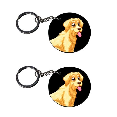 Crafty Worth | dog keychains for boys | keychain for unicorn customized keychain with photo Printed Wooden Keychain| Circle Shape Set of 2 keyrings 2×2 inch - alternate view