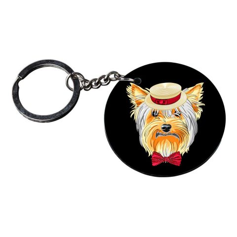 Crafty Worth | dog in basket keychain | keychain for bike car customized keychain with photo Printed Wooden Keychain| Circle Shape Set of 2 keyrings 2×2 inch - alternate view
