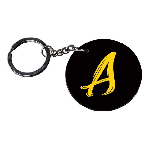 Crafty Worth | Alphabet A keychain | keychain hook customized keychain with photo Printed Wooden Keychain| Circle Shape Set of 2 keyrings 2×2 inch - alternate view